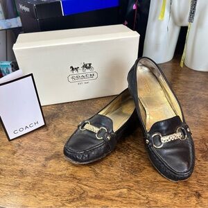 Coach brown Eileen Leather Loafers with Horsebit Detail